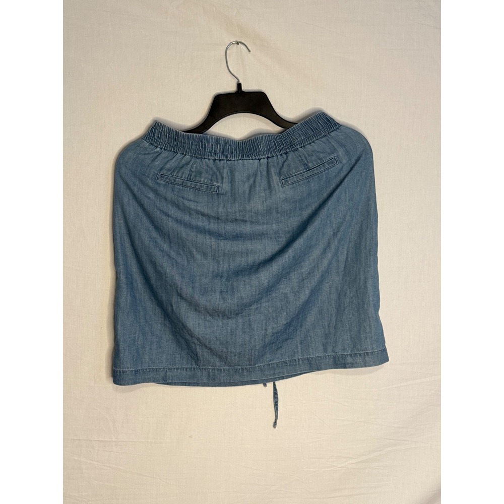 Talbots Petites Blue Chambray Pull On Skirt Size 10P Drawstring Elastic Waist - Picture 3 of 4